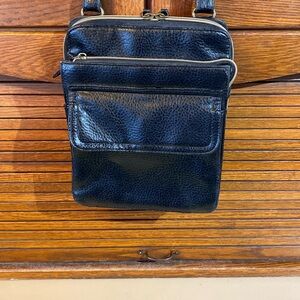 Black pebbled leather Relic crossbody